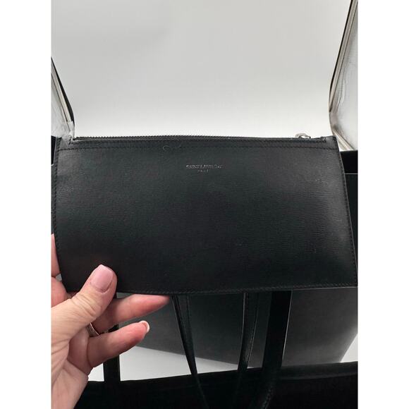 Saint Laurent Large Black Leather Perforated Logo Tote with Tassel – Full Set - Picture 8 of 9